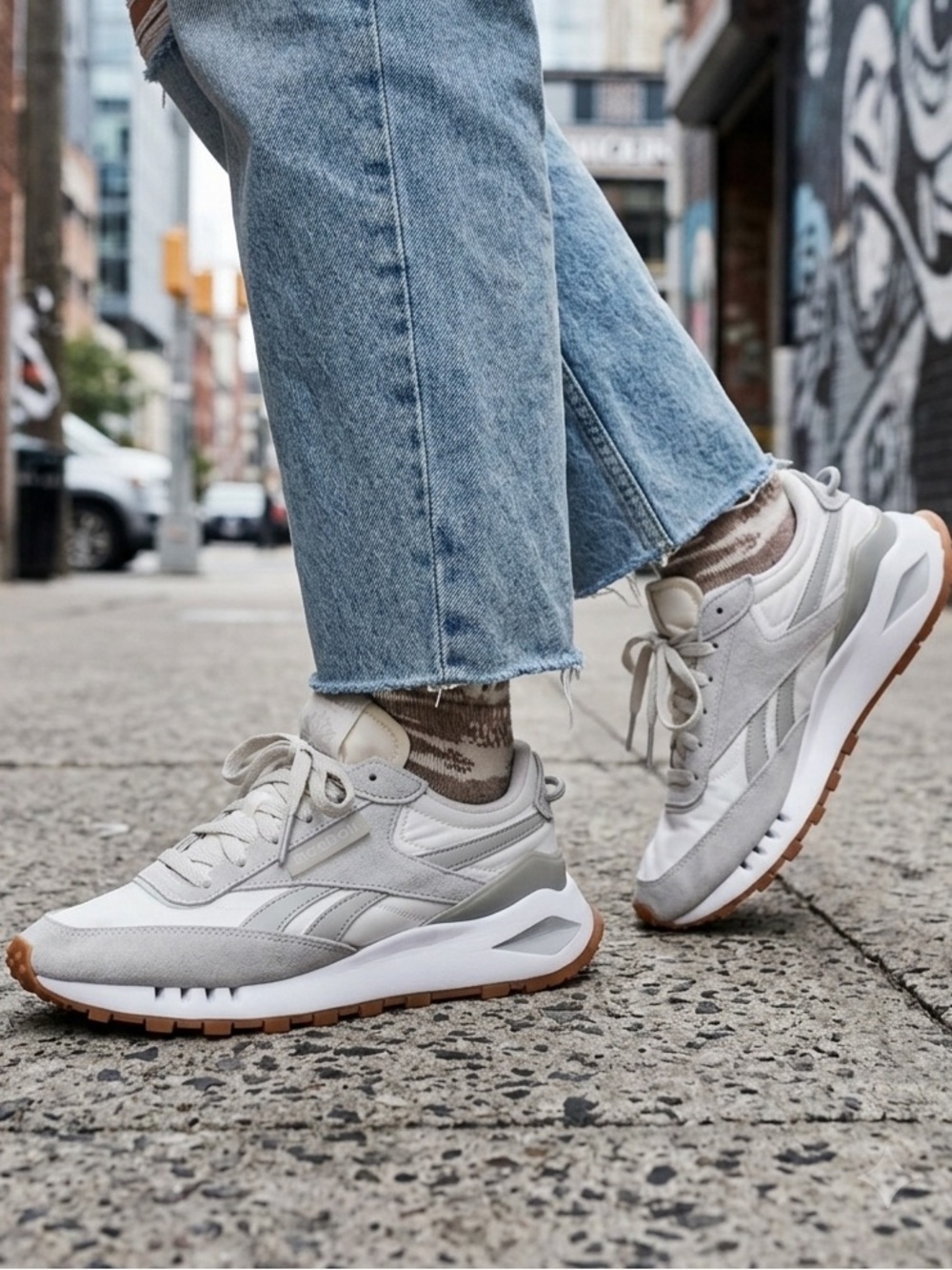 Reebok Classic Leather Legacy AZ Women's Sneakers Grey White Size 7.5